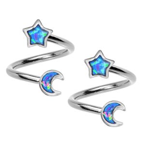Moon and Star Earring Cartilgae Helix Tragus Piercing Jewelry