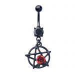 Black Dragon and Flower Belly Button Ring Nipple Piercing