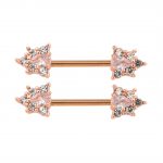 Silver and Rose Gold 316L Surgical Steel Flower CZ Nipple Piercing Jewelry