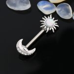 316L Stainless Steel Silver Moon and Sun Nipple Barbell Ring Piercing