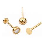 Toposh 14KT Solid Gold Cubic Zirconia Labret Piercing Jewelry