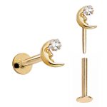 14KT Solid Gold Cubic Zirconia Labret Piercing Jewelry