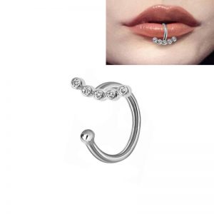 Stainless Steel Cubic Zirconia Nose Ring Piercing
