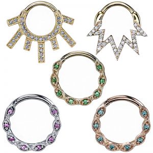 316L Silver and Rose Gold Segment Rings Piercing