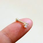 9K/10K/14K/18K Solid Gold crystal Piercing Earrings Wholesale tragus Helix Ear Ring Cartilage Piercing