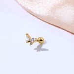 9K/10K/14K/18K Solid Gold Ear Stud crystal Piercing butterfly Earrings tragus Helix Cartilage Piercing Jewelry