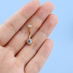 9K/10K/14K/18K Solid Gold belly ring navel button ring piercing crystal Piercing jewelry