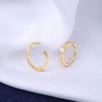 9K/10K/14K/18K Solid Gold segent ring piercing crystal nose daith cartilage Piercing jewelry