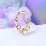 9K/10K/14K/18K Solid Gold heart segent ring piercing crystal nose daith cartilage Piercing jewelry