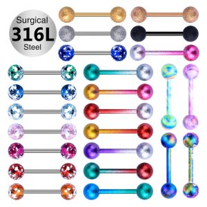 Tongue Barbells 14G Acrylic Candy Color Tounge Bars Tongue Piercing Rings for Women