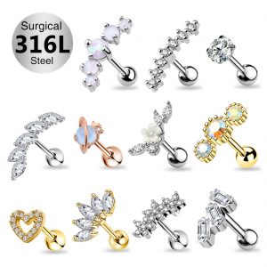 stainless steel conch helix daith tragus cartilage earrings stud body ear pierc ring piercing jewelry