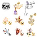 Toposh Stainless Steel with Clear Zircon helix daith tragus Cartilage Rings Helix ear stud Earrings Body Piercing Jewelry