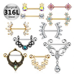 wholesale 316L stainless steel female nipple piercing ring body jewelry