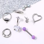 G23 Crystal CZ Titanium astm f136 Belly Button Labret nose ear tragus Piercing Navel Ring Body Jewelry