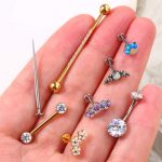 G23 Crystal CZ Titanium astm f136 Belly Button Labret nose ear tragus Body Piercing Navel Ring stud Jewelry