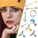 G23 Crystal CZ Titanium astm f136 Belly Button Labret nose ear tragus Body Piercing Navel Ring stud Jewelry