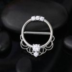 G23 Crystal CZ Titanium astm f136 Nipple Ring Piercing Jewelry