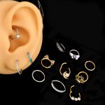 316L stainless steel Silver and Rose Gold Segment Rings Piercing SET