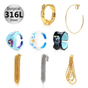 Toposh Stainless Steel ear stud ring Earrings Piercing fine Jewelry