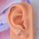 Cartilage Earring Opal Cartilage Piercing CZ Flower Helix Piercing Jewelry 16g Tragus Conch Piercing Jewelry Stud Earrings for Women Men
