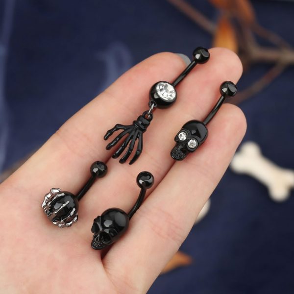 black Ghost claw belly button piercing Halloween