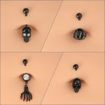 Navel Belly Button Ring Piercing Jewelry 316L Stainless Steel Halloween Ghost claw