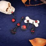 Navel Belly Button Ring Piercing Jewelry 316L Stainless Steel Halloween Ghost claw spider web human skeleton