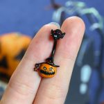 Halloween Navel Belly Button Ring Piercing Jewelry 316L Stainless Steel cat Pumpkin Bat ghost