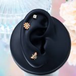 Helix Earrings 316L Stainless Steel Tragus Earring Studs Flower Cartilage Earrings Colorful Gem Helix Piercing Jewelry