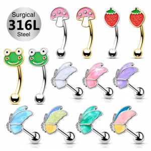 Surgical Steel Cute Strawberry Animals Frog Butterfly Ear Cartilage Helix Studs Earrings Auricle Piercings