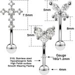 Cartilage Earring Set Stainless Steel Flower Opal CZ Stud Earrings Cartilage Conch Helix Piercing Jewelry for Women